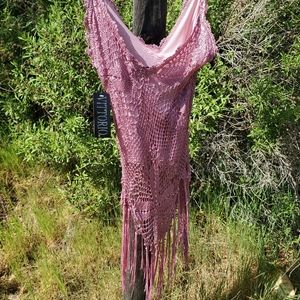 Italian pink lace fringe top gypsy festival